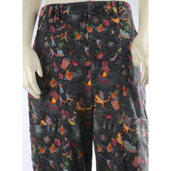 Farm Rio Amorina Anthropologie Pants Size L Whimsical Multicolor Denim Boho - Picture 1 of 16